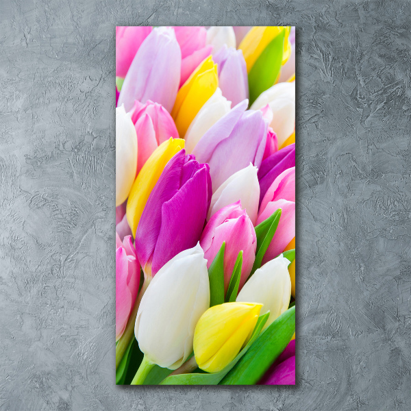 Acrylbild vertikal Bunte Tulpen