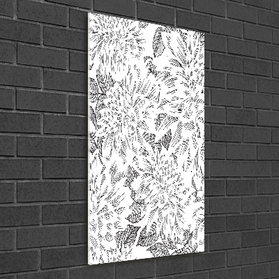 Modernes Acrylbild vertikal Pfingstrosen