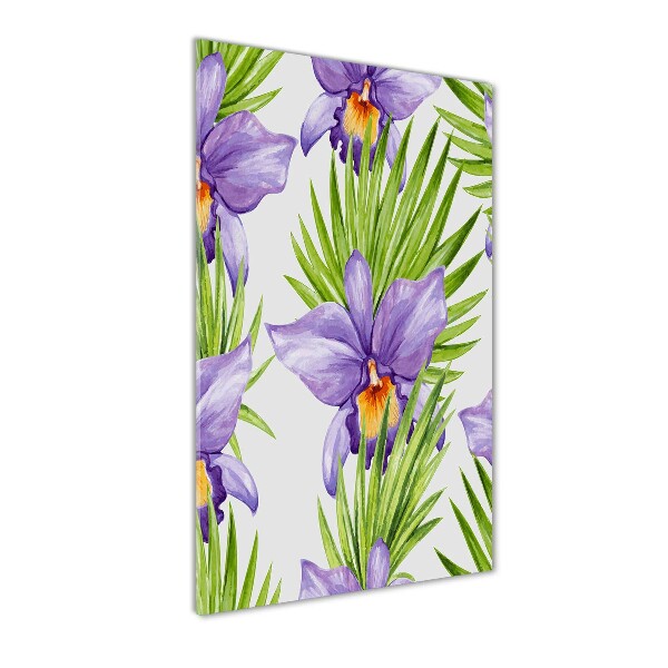 Acrylbild vertikal Orchideen und Palmen