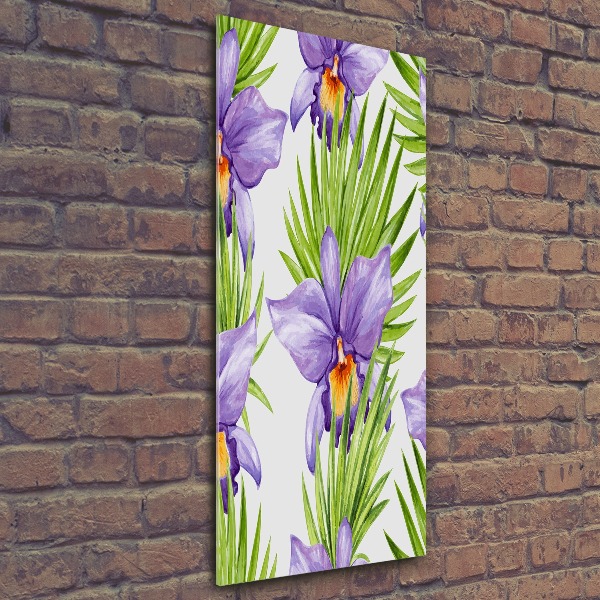 Acrylbild vertikal Orchideen und Palmen