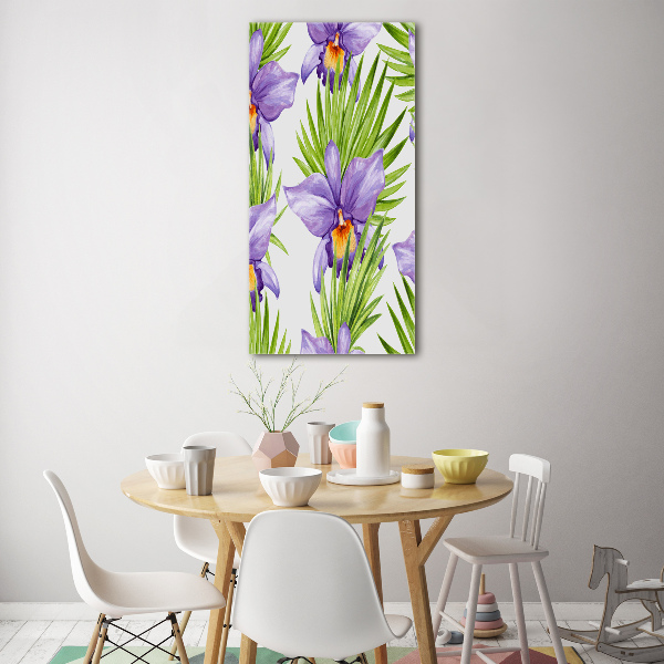 Acrylbild vertikal Orchideen und Palmen