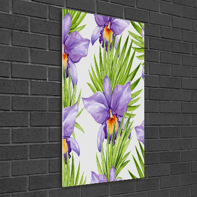 Acrylbild vertikal Orchideen und Palmen
