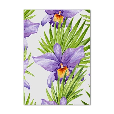 Acrylbild vertikal Orchideen und Palmen