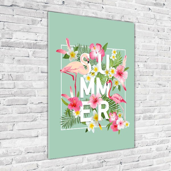 Acrylbild vertikal Urlaub und Flamingos