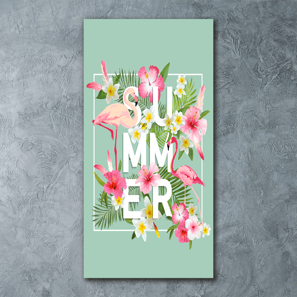 Acrylbild vertikal Urlaub und Flamingos