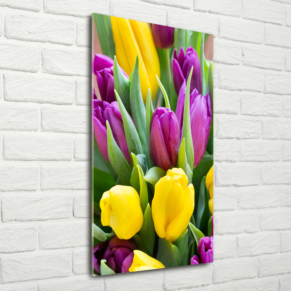 Bild auf Acrylglas vertikal Bunte Tulpen