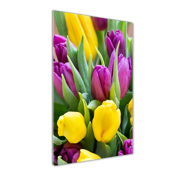 Bild auf Acrylglas vertikal Bunte Tulpen