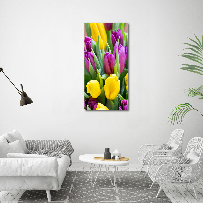 Bild auf Acrylglas vertikal Bunte Tulpen
