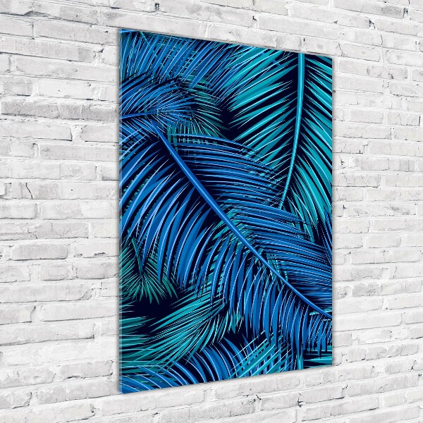 Modernes Acrylbild vertikal Palmenblätter