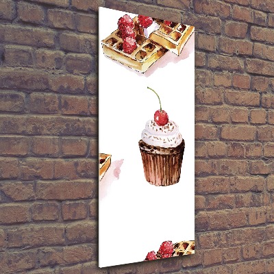 Acrylbild vertikal Muffins und Waffeln