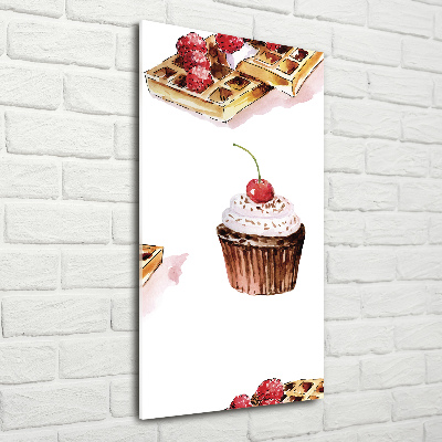 Acrylbild vertikal Muffins und Waffeln