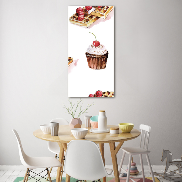Acrylbild vertikal Muffins und Waffeln