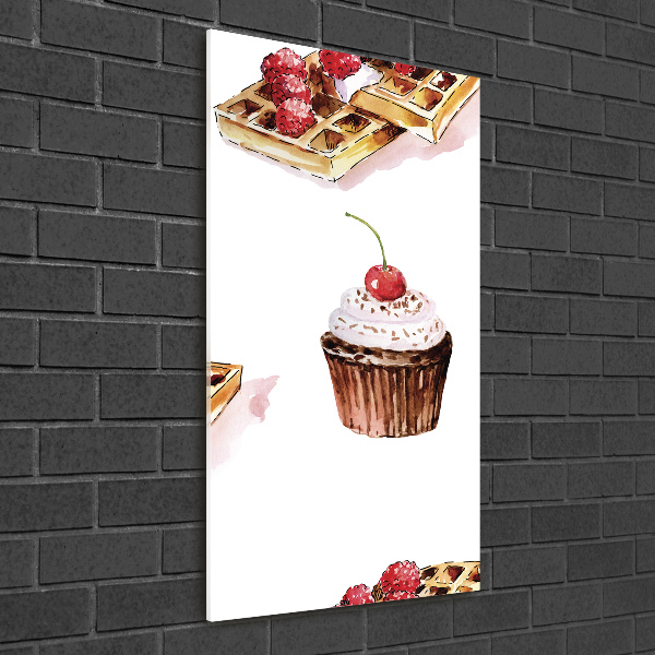 Acrylbild vertikal Muffins und Waffeln