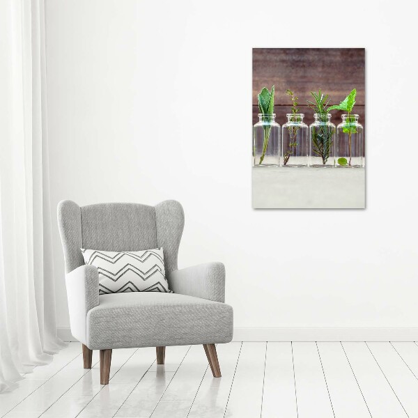 Acrylbild vertikal Kräuter im Glas