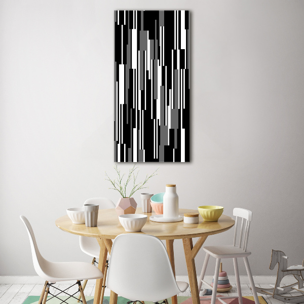Modernes Acrylbild vertikal Schwarze und weiße Linien