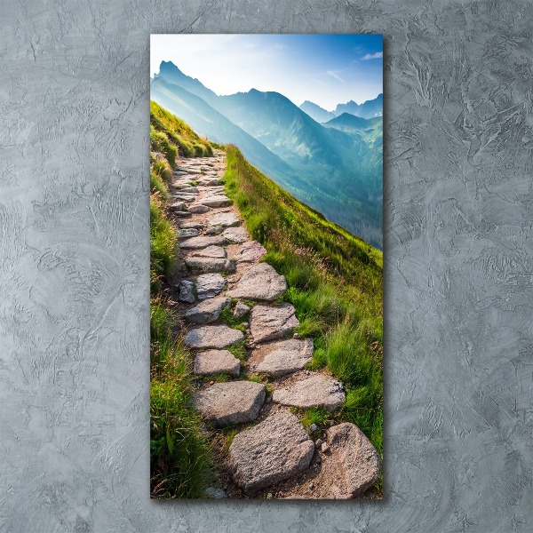 Modernes Acrylbild vertikal Bergpfad