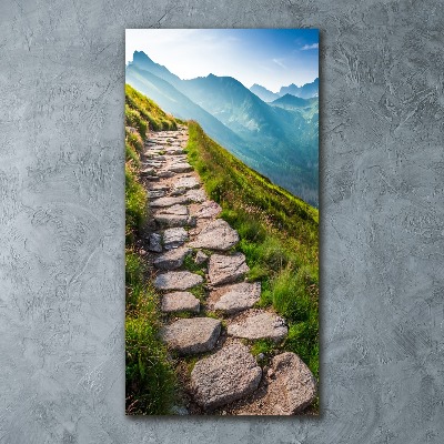 Modernes Acrylbild vertikal Bergpfad