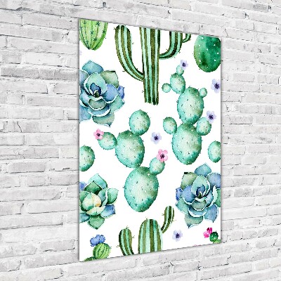 Modernes Acrylbild vertikal Kakteen
