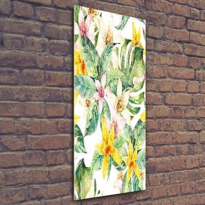 Acrylbild vertikal Tropische Blumen