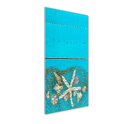 Modernes Acrylbild vertikal Muscheln und Seesterne