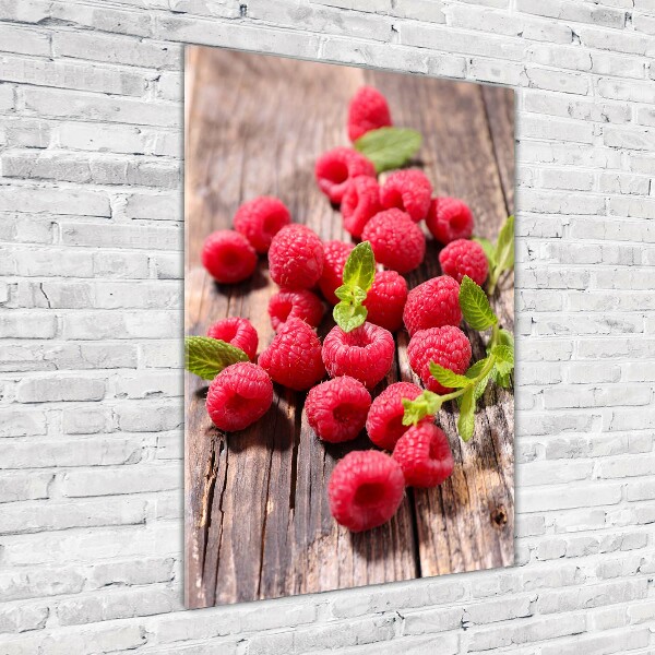 Acrylbild vertikal Himbeeren