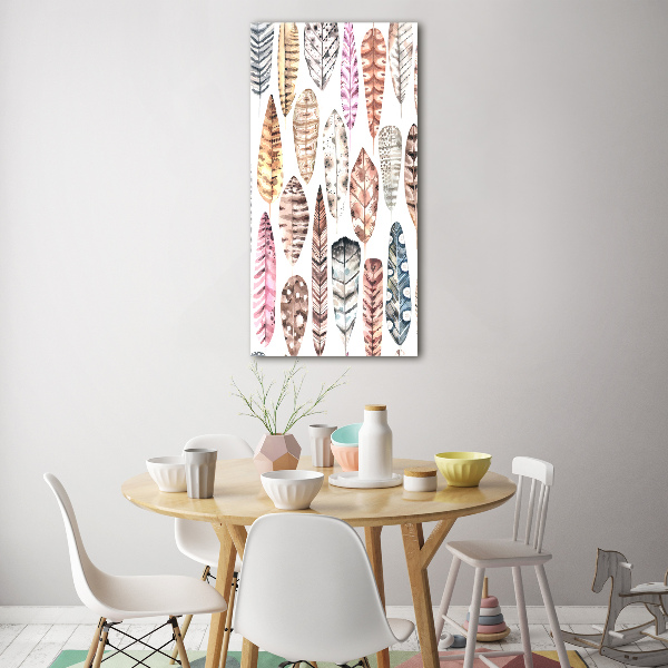 Acrylbild vertikal Bunte Federn