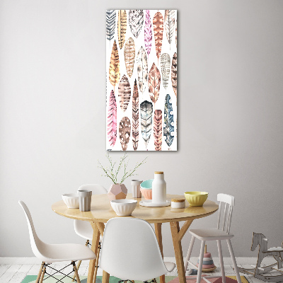Acrylbild vertikal Bunte Federn
