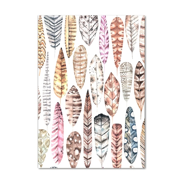 Acrylbild vertikal Bunte Federn