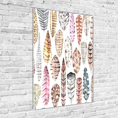 Acrylbild vertikal Bunte Federn