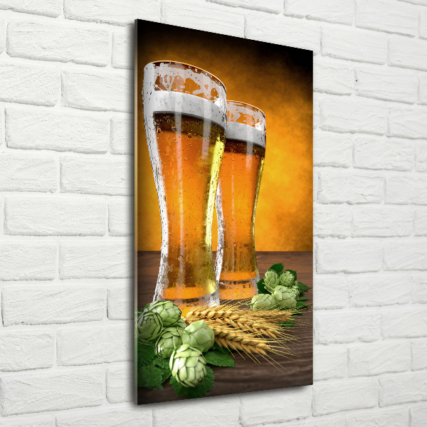 Modernes Acrylbild vertikal Zwei Gläser Bier