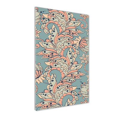 Modernes Acrylbild vertikal Ethnische Blumen