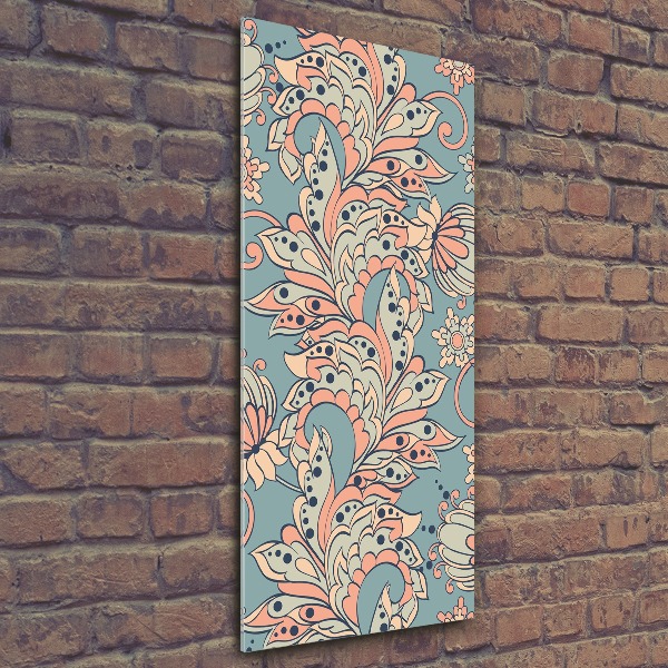 Modernes Acrylbild vertikal Ethnische Blumen