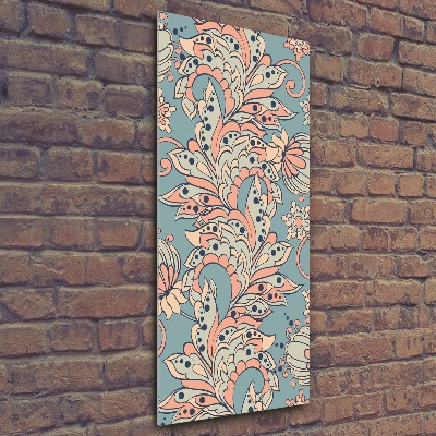 Modernes Acrylbild vertikal Ethnische Blumen