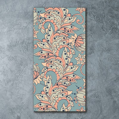 Modernes Acrylbild vertikal Ethnische Blumen