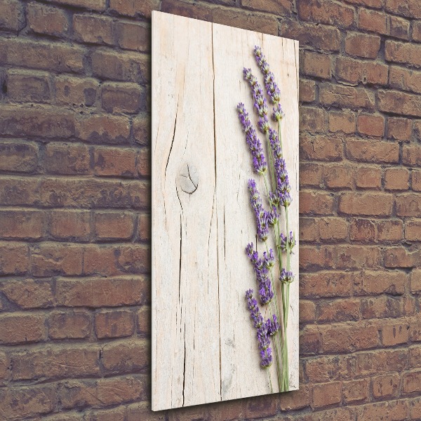 Bild auf Acrylglas vertikal Lavendel auf Holz