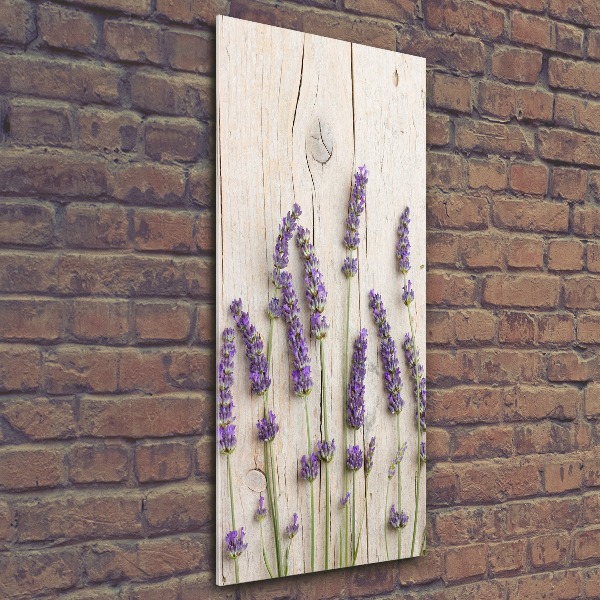 Bild auf Acrylglas vertikal Lavendel auf Holz