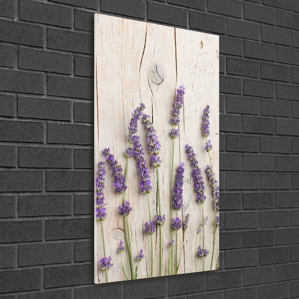 Bild auf Acrylglas vertikal Lavendel auf Holz