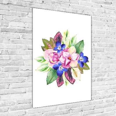 Modernes Acrylbild vertikal Ein Blumenstrauß