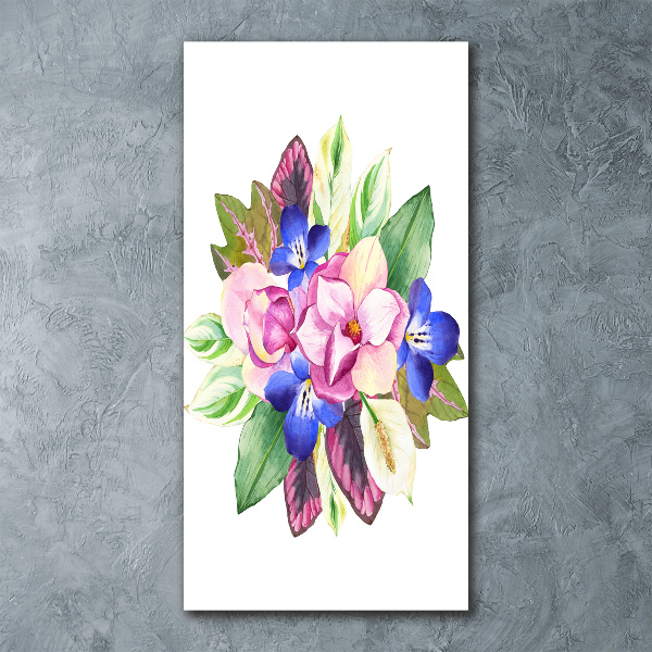 Modernes Acrylbild vertikal Ein Blumenstrauß