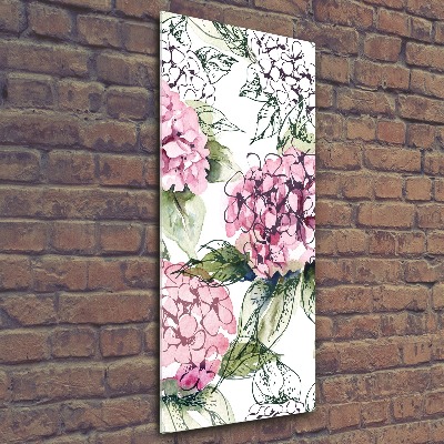 Acrylbild vertikal Hortensie
