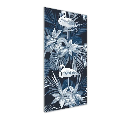 Plexiglasbilder vertikal Blumen und Flamingos