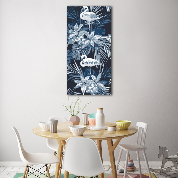Plexiglasbilder vertikal Blumen und Flamingos