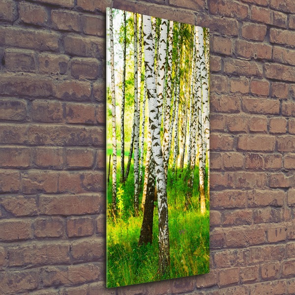 Modernes Acrylbild vertikal Birkenwald