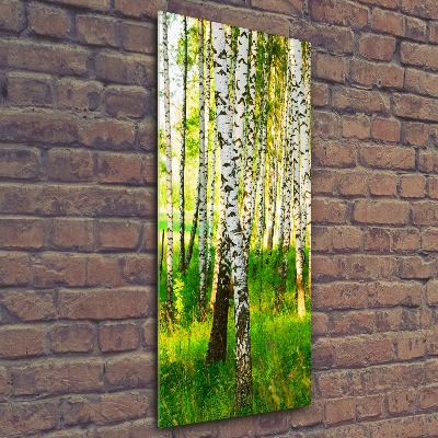Modernes Acrylbild vertikal Birkenwald