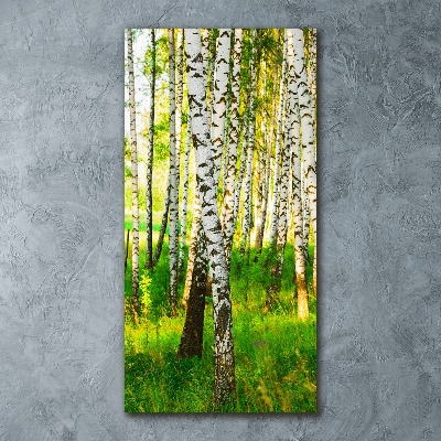 Modernes Acrylbild vertikal Birkenwald