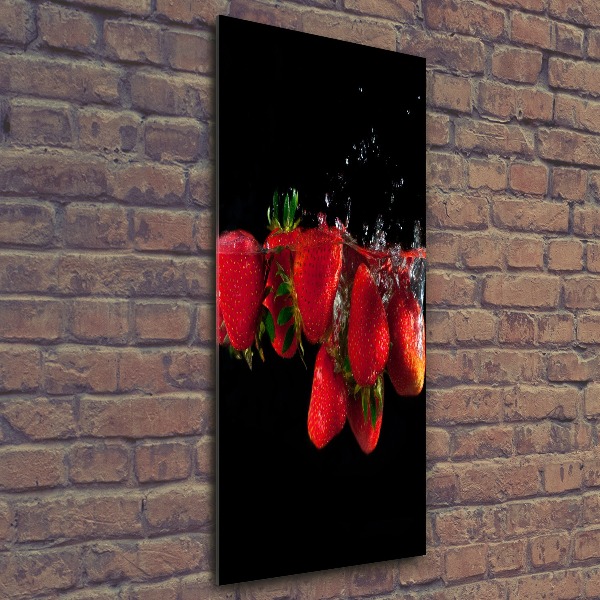 Acrylbild vertikal Erdbeeren in Wasser