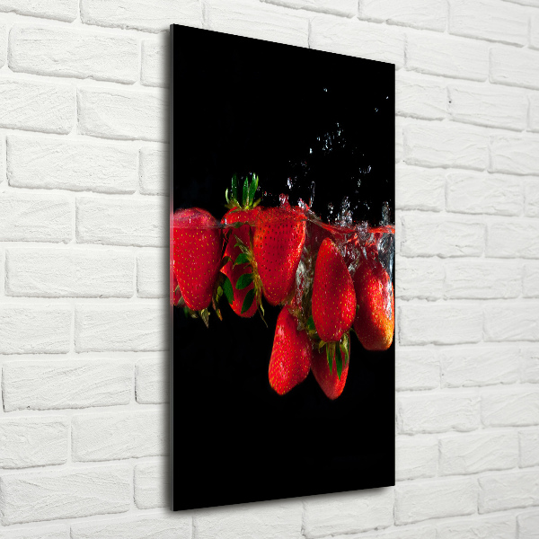 Acrylbild vertikal Erdbeeren in Wasser