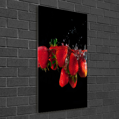 Acrylbild vertikal Erdbeeren in Wasser