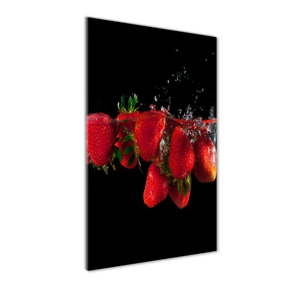 Acrylbild vertikal Erdbeeren in Wasser