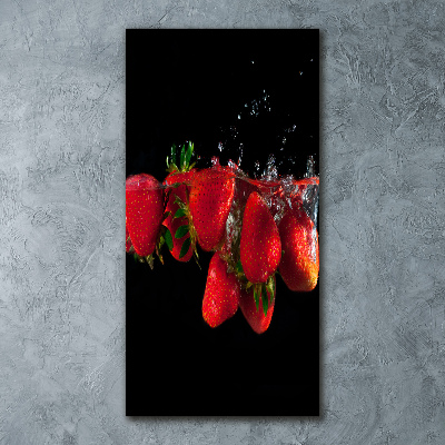 Acrylbild vertikal Erdbeeren in Wasser